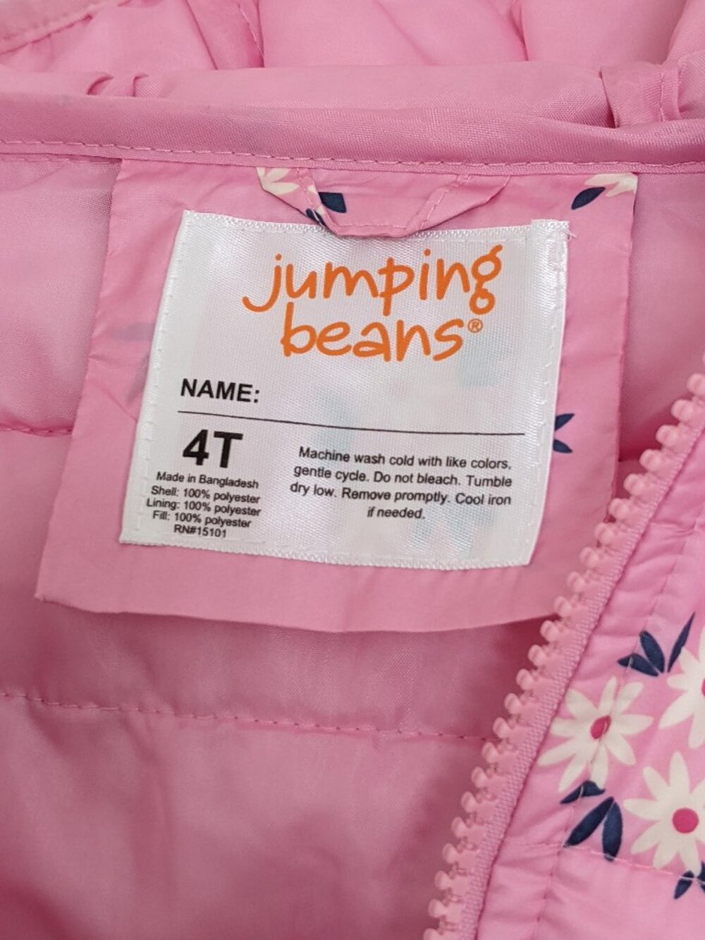 NWT Jumping Beans Toddler Girl Pink Puffer Jacket Hooded Winter Coat 4T